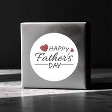 96张心形“父亲节快乐”圆形贴纸 - 父亲节完美之选，向您最亲爱的爸爸表达无尽的爱与祝福，1.8英寸礼品包装标签 - 圓形 - 查看 9