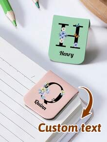 Ayotu Custom Faux Leather Magnetic Bookmarks, Personalized 26 Alphabet With Flower & Custom Name, Unisex, Fits Books/Notebooks/Planners, Perfect Gift For Friends/Classmates/Family/Teachers/Book Lovers - Multicolor - View 3