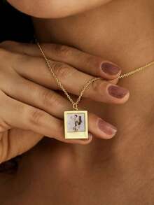 Dây chuyền ảnh mạ vàng 18K tùy chỉnh, trang sức kỷ niệm, quà tặng cá nhân hóa, quà sinh nhật/Giáng sinh cho nữ. - Vàng - Xem 3