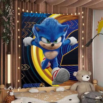 Anime S-SonicS H-Hedgehog Printed Large Wall Tapestry Hanging Tarot Hippie Wall Rugs Dorm Home Decor(5).Jpg