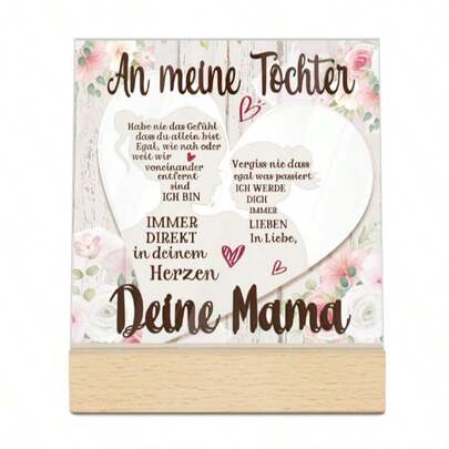 1件 Putuo Decor 德国励志语录亚克力牌，带木质底座，无需电池，无羽毛，适用于家居和客厅装饰，送给女儿的礼物