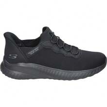 SKECHERS | Skechers Men's Work: Squad Chaos SR Stivig Slip-In Shoes, Black With Elastic Laces – Non-Slip Sole – Air-Cooled Memory Foam – Machine Washable – Electrical Hazard Protection – Model 200254EC-BLK - Black - View 1