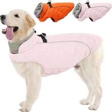Vest Style Dog Jacket - Thermal Lined Dog Snow Jacket, Adjustable Reflective Winter Warm Coat - Pink - View 14