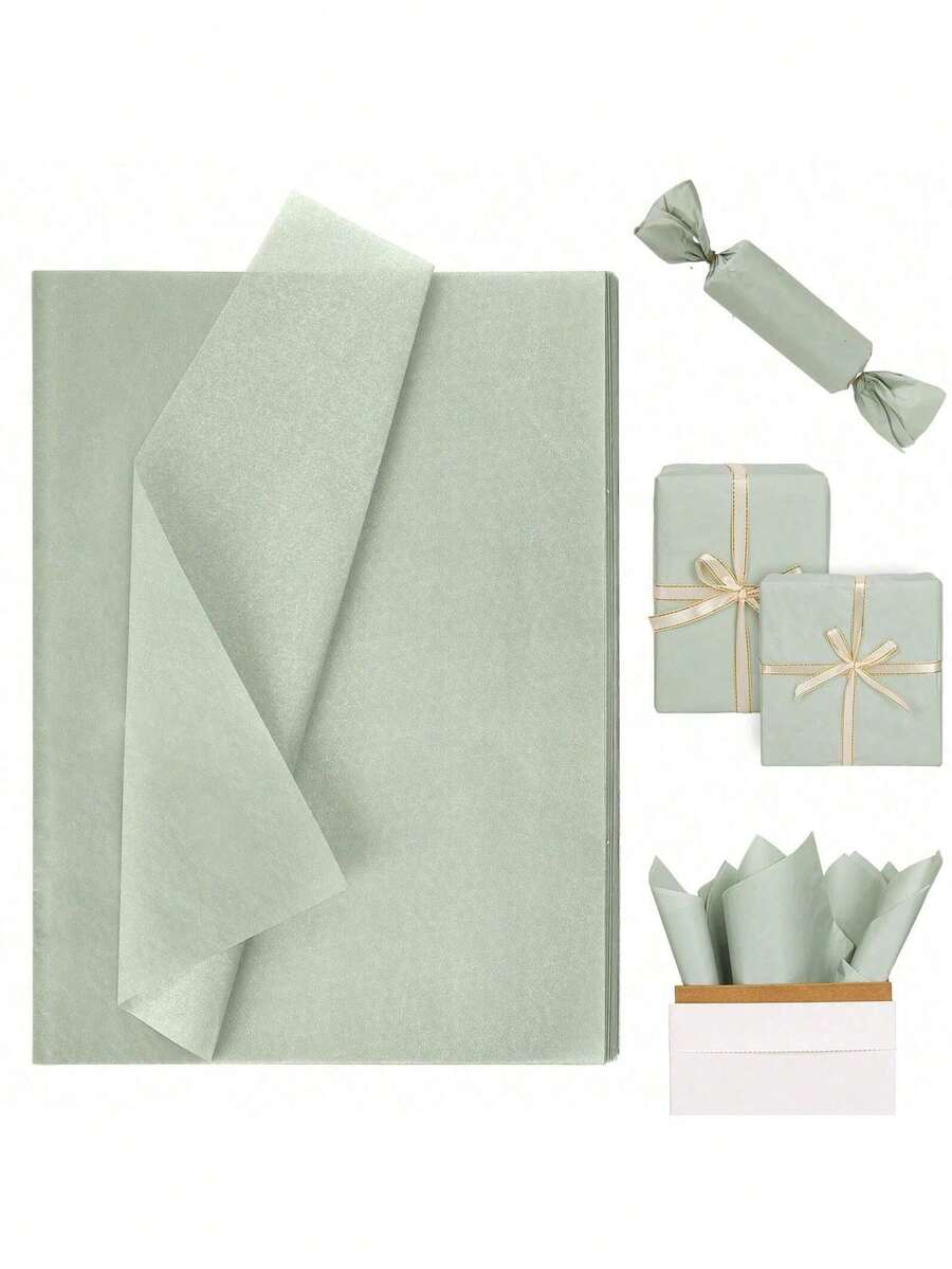 1/5/10 hojas de papel de seda verde salvia, papel de regalo de Navidad verde, papel de embalaje, papel delgado para bolsas de regalo, papel de regalo de manualidades DIY para flores de cumpleaños, bodas y fiestas - Multicolor - Ver 1