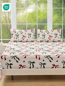 1件卡通圣诞床笠，圣诞床上用品，床垫保护套，床罩，床笠，圣诞家居装饰，舒适家纺，透气防起球床垫保护套，柔软亲肤，圣诞蝴蝶结图案床罩，柔软舒适的卧室床上用品，双人床笠，圣诞装饰，圣诞节，圣诞家居装饰，圣诞礼物，家居圣诞装饰，粉色圣诞装饰 - 彩色 - 查看 10