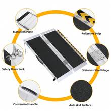 Rampa para Silla de Ruedas de 4 pies/5 pies/6 pies para escalones en casa, rampa portátil de Aluminio con Superficie Antideslizante y Tiras Reflectantes, Capacidad de Peso de hasta 600 Libras - 4 pasteles - Ver 5