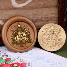 Sello de cera de colección navideña, sello de cera de sellado de latón para invitaciones de boda, tarjetas de Navidad, sobres y decoración de fiestas - HS1955 - Ver 2