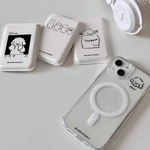 Illustration Puppy Design Leather MAGsafe Magnetic Card Holder Case For Apple Phone, Convenient Card Pouch - Multicolor - View 2