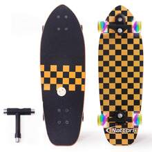 Nattork Complete Skateboards 29" X 9" Youth Cruiser Skateboard For Beginners Double Kick Deck Concave Girls Or Boys Skateboard Gold Check - Golden Check - View 1
