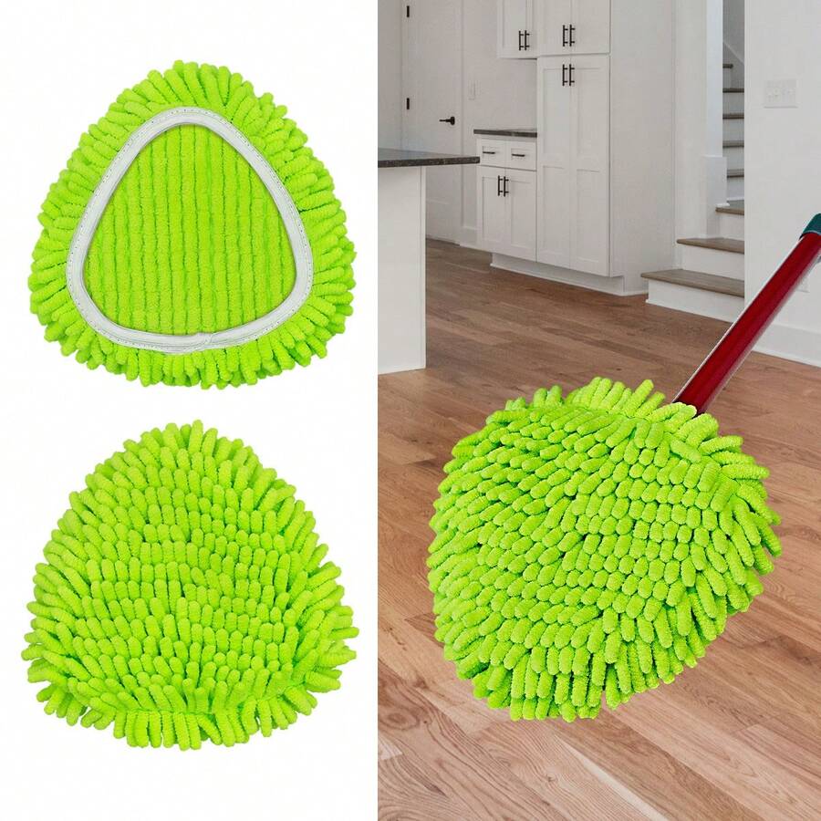 2/4/6片装雪尼尔拖把替换垫，兼容EasyWring单槽系统，清洁力强劲，不伤表面，柔软材质，适用于家具、墙壁、天花板、硬木地板、瓷砖等，三角形魔术贴设计，安装更换便捷，经久耐用，不易掉毛，适合开学季使用。