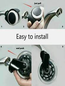5 Piece Set Office Chair Castors Ø11mm Hard Floor Castor Quiet Chair Castors Swivel Chair Castor Black And Clear 73mm Wheel Diameter 22mm Wheel Width - A - 查看 8