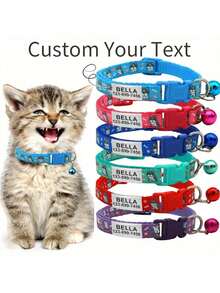 Personalized Pet Collar With Bell - Custom Engraved Cat & Small Dog Collar, Durable PP Material, Adjustable, Cartoon Dog Pattern Design, Ideal Pet Gift - Multicolor - View 1
