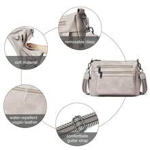 Bluome Shoulder Bag For Women – Handbag For Women Medium Size Vegan Leather Crossbody Bag Adjustable Shoulder Strap Tote Bag - Màu Xám nhạt - Xem 5