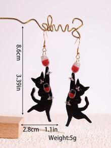 Pink Snail Funky Jewelry 有趣可爱的个性猫咪饮水耳环，创意亚克力树脂吊坠耳环，适合女性，动物爱好者的礼物，适合她、情侣、生日、节日、夏日海滩、派对 - 貓乾杯 - 查看 3