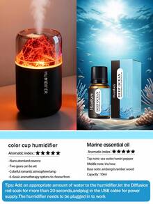 Mini Humidifier Volcanic Rock Lighting 180ml/USB Powered, Suitable For Cars, Home, Office, Bedroom, Yoga Meditation Room, Pilates Studio Gifts Low Noise Mist Diffuser - Oval - View 11