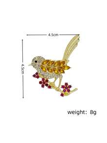 1pc Fashionable Crystal Rhinestone Luxury Bird Brooch Pin, Versatile Daily Wear Accessory For Scarf, Hat, Shoes, Etc. - Multicolor - View 3
