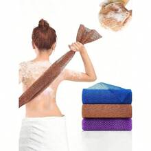 1/3Pcs Mesh Exfoliating Back Long Net Bath Scrub Towel Set,Double-Sided For Gentle,Rough Exfoliation, Effective Body Scrub, Back Scrubber For Shower Use,Premium Mesh Material, Convenient Strap Towel Design, Loofah Towel, Body Sponge For Smooth Skin,Great For Daily Use - Multicolor - View 6