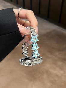 新款星形金属表带 38/40/41/42/44/45/46/49mm 兼容 Ultra/SE10/9/8/7/6/5/4/3/2/1 - 銀藍 - 查看 18