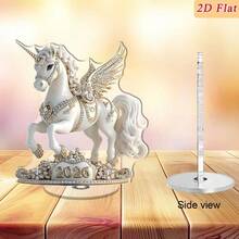 1pc 2026 Acrylic 2D Flat 360 Degree Rotatable New Year Home Decor Desktop Display, Graduation Party Rotating Stand - Multicolor - View 3