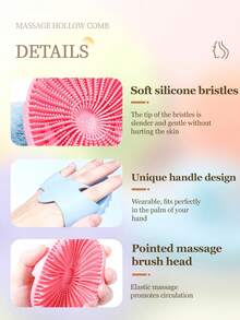 1pc Soft Silicone Body Exfoliating Brush, Handheld Shower Cleansing Brush, Removes Calluses & Gently Massages, Travel Essential Unisex Gift For Home Use - A - View 5