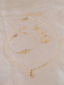 Bộ 5 món trang sức khuyên tai đôi đính đá Cubic Zirconia sang trọng, thích hợp làm quà tặng cho phái nữ trong các buổi hẹn hò, lễ hội âm nhạc, tiệc tùng, đám cưới, ngày lễ. - Vàng - Xem 4