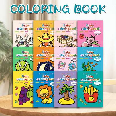 GDTME Libro para colorear de bebé (Mundo de los dinosaurios) A5, 32 páginas, impresión a doble cara, cosido con caballete.