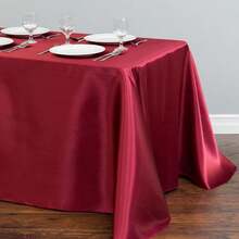1pc High-End Party/Restaurant Solid Color Satin Tablecloth - Burgundy - View 14