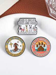 一套神与狗珐琅徽章，可爱卡通狗爪印胸针翻领徽章，动物小狗饰品，送给朋友的礼物 - 彩色 - 查看 7