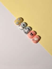 1pc 5d Embossed Cartoon Bowknot & Kitten Design Waterproof Nail Sticker Nail Stickers DIY - Nhiều màu - Xem 4