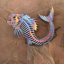 1 pieza, Escultura de pared de metal de pez colorido, 40 cm/15.75 pulgadas, Arte de pared de metal cortado con láser moderno, Mural de hierro para interior y exterior, Decoración para el hogar, patio y balcón, Adorno colgante elegante, Regalo de inauguración de la casa - Pez - Ver 8