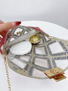 Women's New Sparkling Diamond Transparent Hollow Design Clutch Bag, Suitable For Christmas, Holidays, Weddings, Parties, Formal Events, Best Gift For Women - Red - View 7