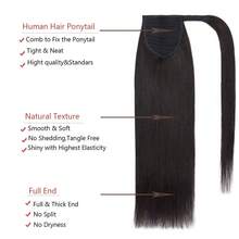 Straight Wrap Around Ponytail Human Hair Extensions Natural Color Hairpiece Brazilian Remy Hair Clip In Ponytail Hair Extensions - Natural Black - View 3