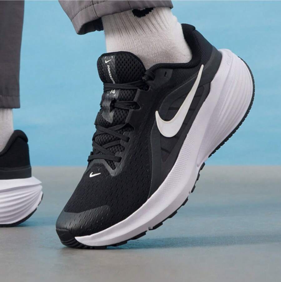 Nike Men's DOWNSHIFTER 14 Sports Training Cushioned Running Shoes - Black and White - View 1