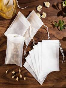 100-Pack White Disposable Non-Woven Tea Bags – Drawstring Herb Infuser Bags, Small Mesh Filter Pouch For Loose Leaf Tea/Spices, Disposable Brewing Bags, Ideal For Home Tea Brewing Homemade Herb Infusions Kitchen Spice Storage Valentine's Day Cozy Gift Prep, Bestselling Kitchen Essential, Perfect For Valentine's Day Thoughtful Gift For Friends Colleagues Tea Enthusiasts - White - View 2
