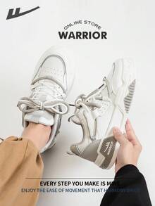 WARRIOR أحذية رياضية للرجال ذات طراز متواضع وراحة في الربيع والخريف، أحذية كاجوال أنيقة مناسبة للارتداء طوال العام، مقاومة للتآكل والصلبة لتدريبات الجري - أبيض/رمادي - مشاهدة 8