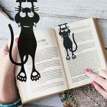 2pcs Acrylic Bookmarks, Creative Hollow Cat Design, Black Cat Student Version, Exquisite Minimalist Ins Style - Black Kitten Bookmark - View 7
