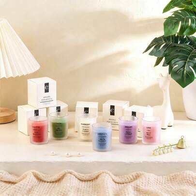 6pcs/Set Multicolor Mood-Boosting Aromatherapy Candles, Containing Various Scents, Suitable For Creating Holiday Atmosphere During Spring Festival, Applicable To Meditation Space, Bedroom For Sleep Aid, Japanese-Style Decor In Hotels, And Tranquil Ambiance In Cafes