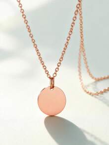 1pc Personalized Round Photo Necklace, Stainless Steel Silver, Gold, Rose Gold Necklace, Unisex Customizable Engraved Photo Necklace, Personalized Photo Necklace, Round Photo Pendant Necklace, Gift For Mom/Wife, Customizable Engraved Photo Pendant Necklace, Anniversary, Valentine's Day, Back To School - 926 - View 8