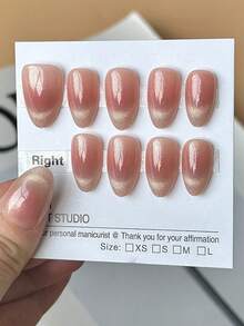 qihangxin Bộ 10 miếng dán móng tay thủ công phong cách Y2K, màu hồng ombre cao cấp, vẽ tay họa tiết mắt mèo bóng bẩy, móng đỏ, miếng dán móng ngắn, móng hình hạnh nhân, móng giả, phù hợp cho các bạn gái sử dụng hàng ngày, cũng có thể dùng làm quà tặng các dịp lễ như Giáng sinh, Ngày Valentine, phụ kiện làm móng năm mới. - Đỏ - Xem 1