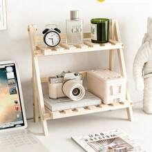 1pc Vintage Wooden Desktop Storage Rack/Display Shelf - Dual-Layer Storage Rack, Multifunctional Foldable Design, Suitable For Home Decor, Multi-Layer Desktop Storage, Office Flower Rack, Home Storage & Display Of Bracelets,Wooden Flower Stand, Earrings, Office Accessories, Plant & Spice Display - Wooden Surface, Trapezoid Design, Space-Saving, Easy Assembly - nhật ký - Xem 9