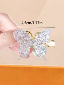 12个/套 白色闪光蝴蝶发夹，在灯光下闪闪发光 - 适合女孩上学、参加派对、日常生活和外出时佩戴，瞬间提升少女魅力 - 彩色 - 查看 7