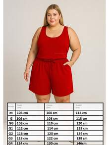 Women's Plus Size Set Tank Top And Shorts Summer Duna Fabric From M To G2 Pocket Comfortable Elastic Waistband - 查看 5