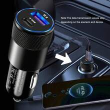 二合一 USB-C 车载充电器，3.0 PD USB-C 车载适配器，双端口车载点烟器 3.1A USB+Type-C 车载插头，附带 1 条 USB-C 转 Type-C 充电线，兼容 16/15，兼容三星 Galaxy S25/S24/S23/S22/S21/S20 - 彩色 - 查看 3