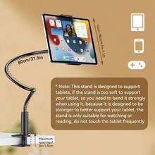 1pc 65cm/27.56in Flexible Gooseneck Clamp Phone Holder, 360° Rotating Plastic Stand, Adjustable Slouchy Bracket For Bedside, Desk, Live Streaming, Tablet, Smartphone - Multicolor - View 3