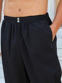 Men's Gothic Medieval Style Carnival Costume Lace-Up Casual Shorts - Black - View 5