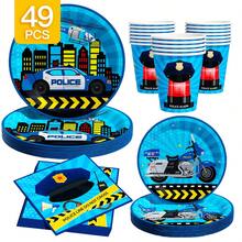 1 Set Detective Adventure Disposable Plates, Napkins, Cups Party Supplies, Serves 8 Guests, Disposable Paper Plates Party Tableware Suitable For Birthday, Wedding, Theme Party, Family Picnic - Multicolor - View 1