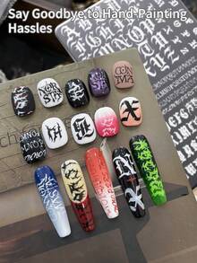 XEIJAYI 1pc Gothic Letter A Patterned Nail Art Tool - Reusable Stamping Templates With Smudge-Proof Delicate Lines - Silver - View 3