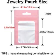 50 个粉色礼品包装袋，用于珠宝和配饰的透明展示袋，用于电缆、化妆品和全息包装的可重复使用密封袋 - 粉色 - 查看 16