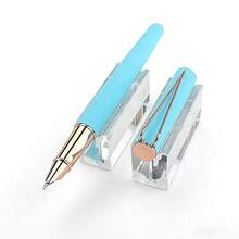 Luxury Light Blue Fountain Pen With Rose Gold Trim - Smooth Writing Metal Ink Pen For Office & Gift - 5052 - View 9