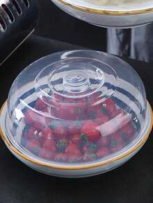 1pc Microwave- Plastic Transparent Splatter Cover, Reusable Food Bowl/Dish Lid, Refrigerator Round Lid - Multicolor - View 10